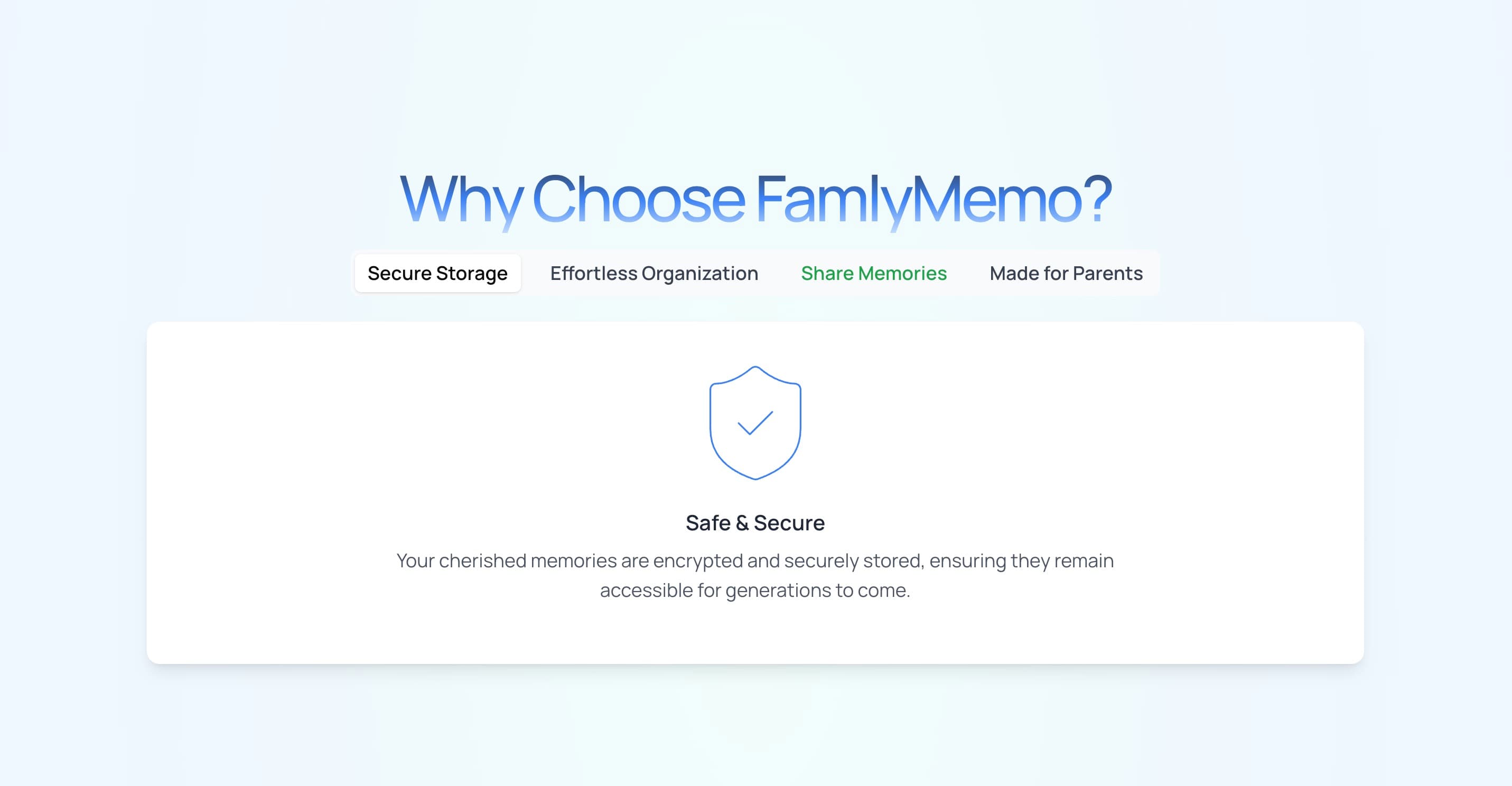 FamlyMemo features screen