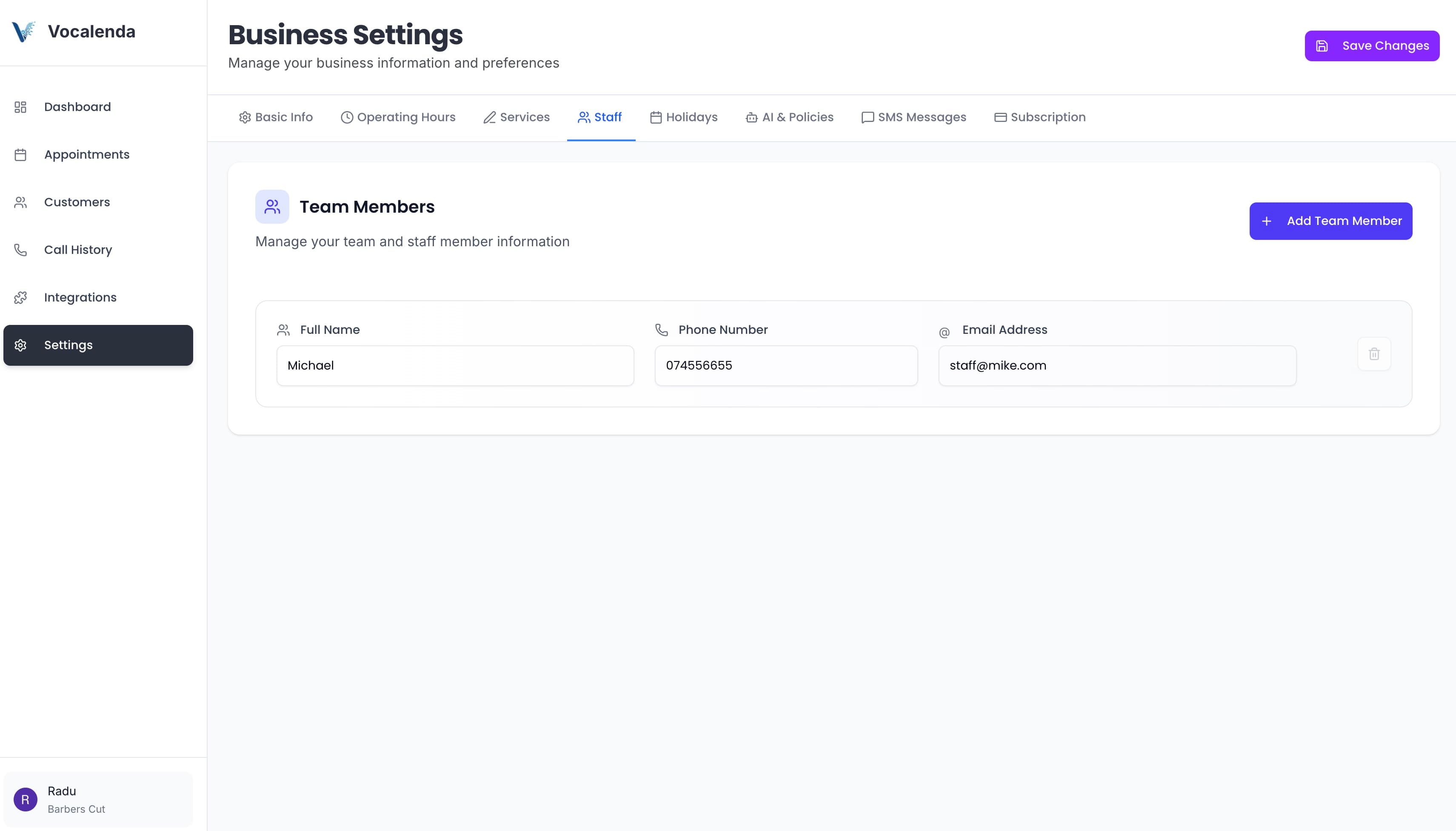 Vocalenda settings screen 4