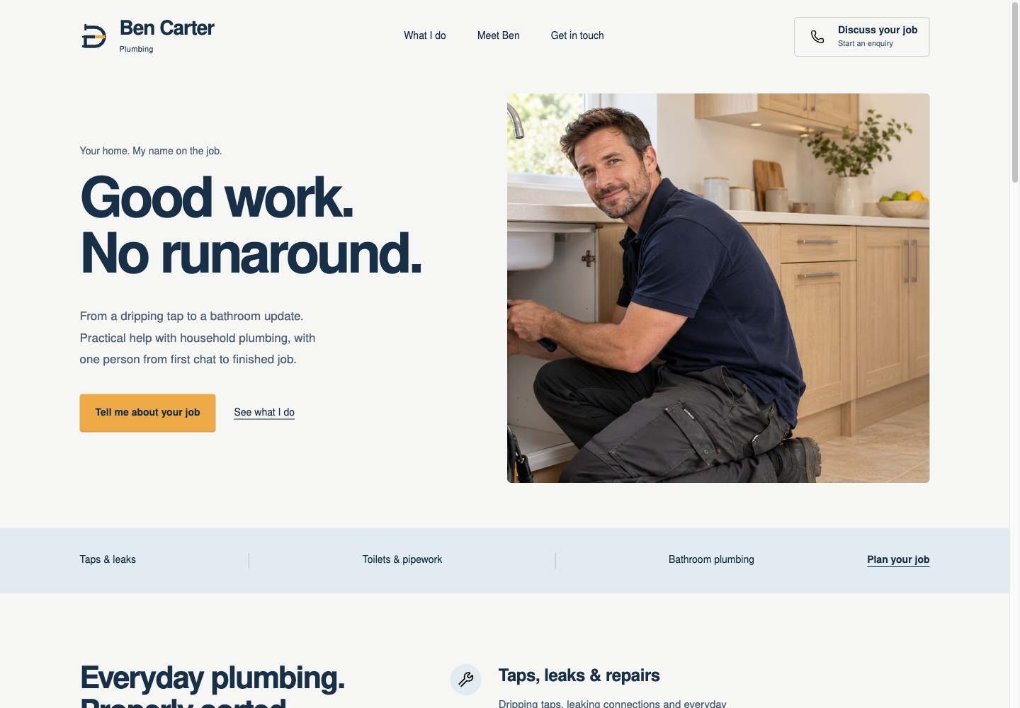 Ben Carter Plumbing desktop website