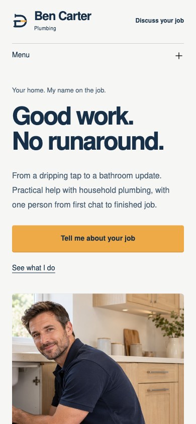 Ben Carter Plumbing responsive mobile website