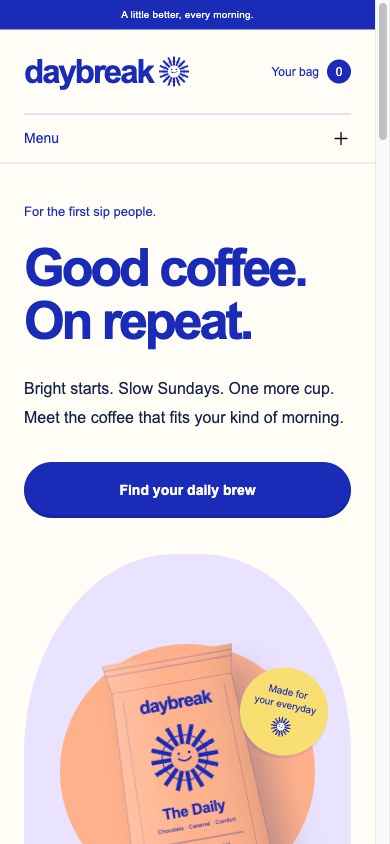 Daybreak responsive mobile website