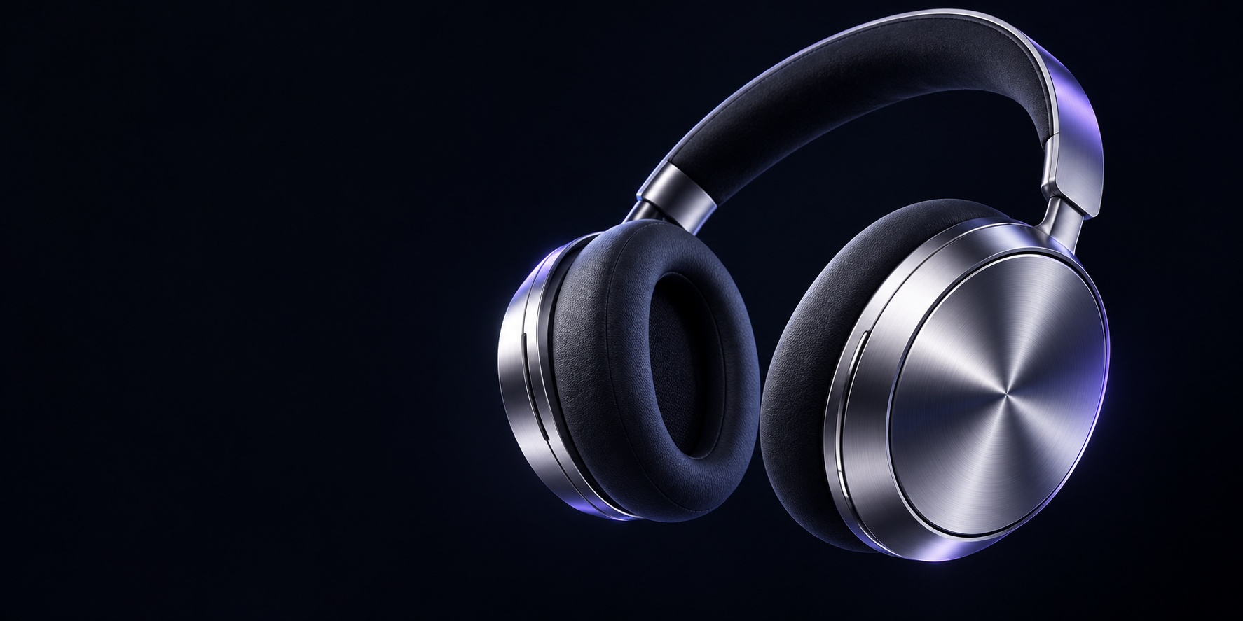 Sculptural Silver F01 headphones with brushed metal ear cups